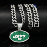 New York Jets Hip Hop Iced Out Bling Pendant Cuban Chain | Fashion Punk Cool Jewelry