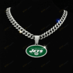 New York Jets Hip Hop Iced Out Bling Pendant Cuban Chain | Fashion Punk Cool Jewelry