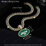 New York Jets Hip Hop Iced Out Bling Pendant Cuban Chain | Fashion Punk Cool Jewelry