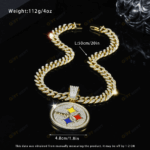 Pittsburgh Steelers Hip Hop Iced Out Bling Pendant Cuban Chain | Fashion Punk Cool Jewelry