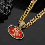 San Francisco 49ers Hip Hop Iced Out Bling Pendant Cuban Chain | Fashion Punk Cool Jewelry