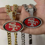 San Francisco 49ers Hip Hop Iced Out Bling Pendant Cuban Chain | Fashion Punk Cool Jewelry