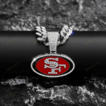 San Francisco 49ers Hip Hop Iced Out Bling Pendant Cuban Chain | Fashion Punk Cool Jewelry