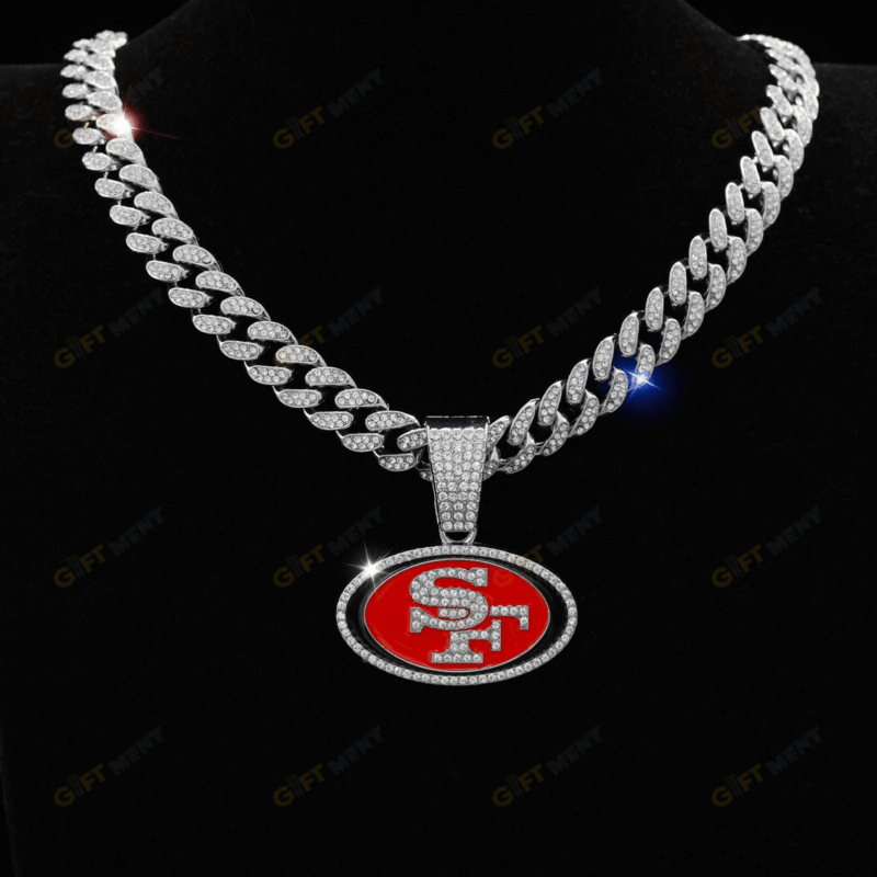 San Francisco 49ers Hip Hop Iced Out Bling Pendant Cuban Chain | Fashion Punk Cool Jewelry