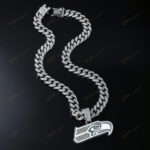 Seattle SeahawksHip Hop Iced Out Bling Pendant Cuban Chain | Fashion Punk Cool Jewelry