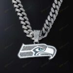 Seattle SeahawksHip Hop Iced Out Bling Pendant Cuban Chain | Fashion Punk Cool Jewelry