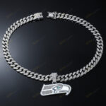 Seattle SeahawksHip Hop Iced Out Bling Pendant Cuban Chain | Fashion Punk Cool Jewelry