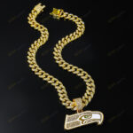 Seattle SeahawksHip Hop Iced Out Bling Pendant Cuban Chain | Fashion Punk Cool Jewelry