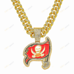 Tampa Bay Buccaneers Hip Hop Iced Out Bling Pendant Cuban Chain | Fashion Punk Cool Jewelry