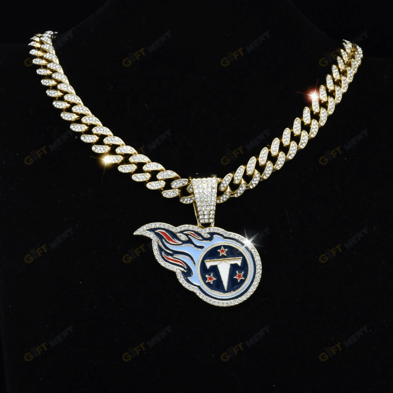 Tennessee Titans Hip Hop Iced Out Bling Pendant Cuban Chain | Fashion Punk Cool Jewelry