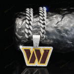 Washington Commanders Hip Hop Iced Out Bling Pendant Cuban Chain | Fashion Punk Cool Jewelry