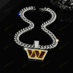 Washington Commanders Hip Hop Iced Out Bling Pendant Cuban Chain | Fashion Punk Cool Jewelry