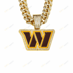 Washington Commanders Hip Hop Iced Out Bling Pendant Cuban Chain | Fashion Punk Cool Jewelry